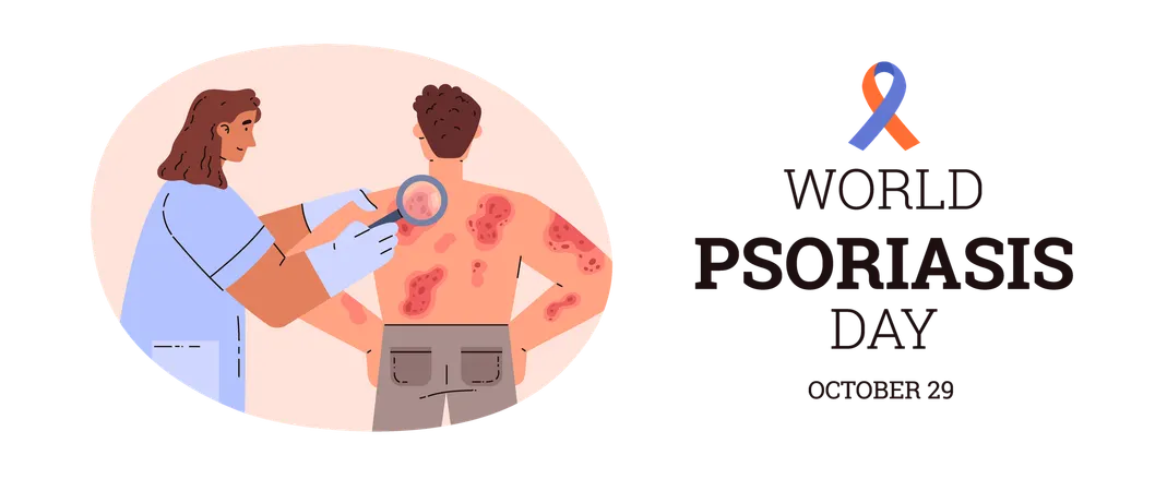 Faixa do dia mundial de conscientização sobre a psoríase  Ilustração