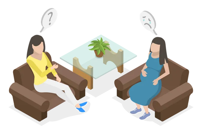 3 D Isometric Flat Vector Conceptual Illustration Of Psychological Support For Pregnant Family Therapy Illustration