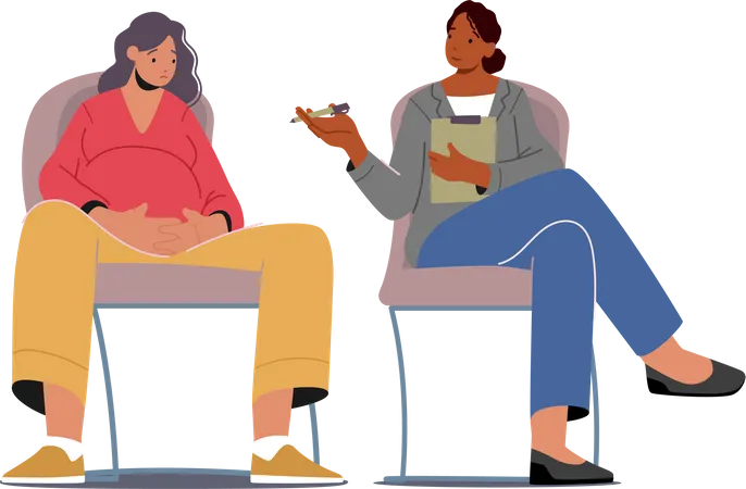 Psychological Support for Pregnant Woman in Perinatal Class Illustration