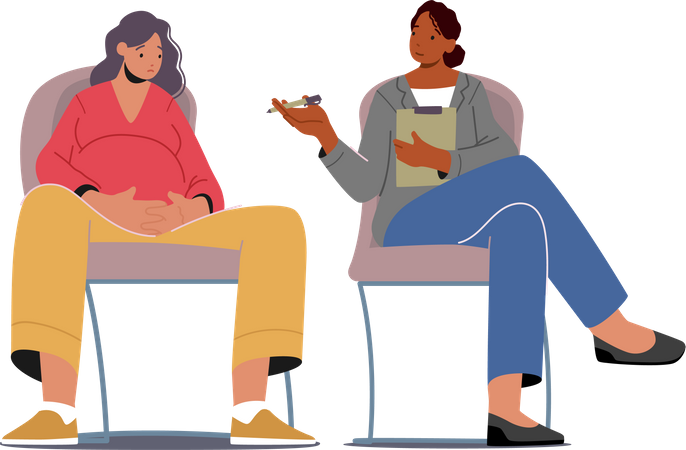 Psychological Support for Pregnant Woman in Perinatal Class  Illustration