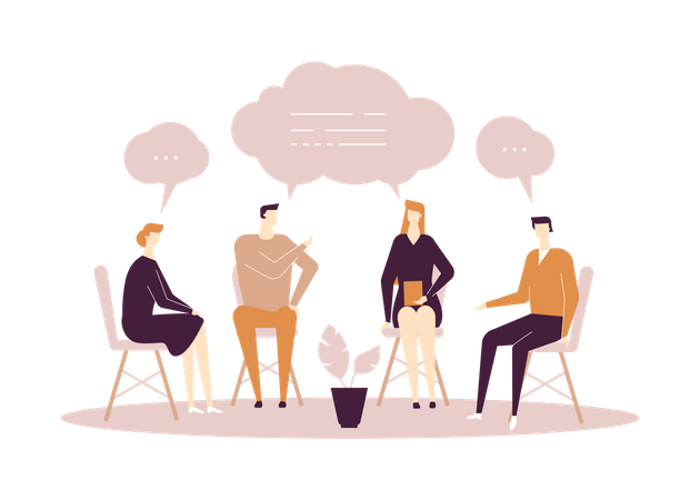 Psychologische Probleme mit der Gruppentherapie teilen  Illustration