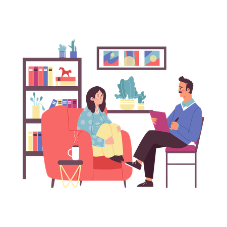Psychologist and patient therapy session  Illustration