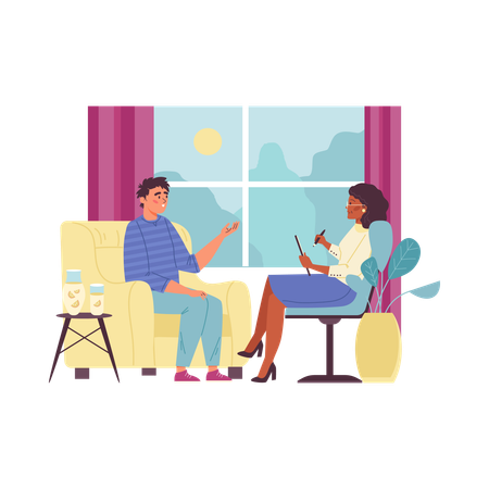 Psychologist and patient therapy session  Illustration