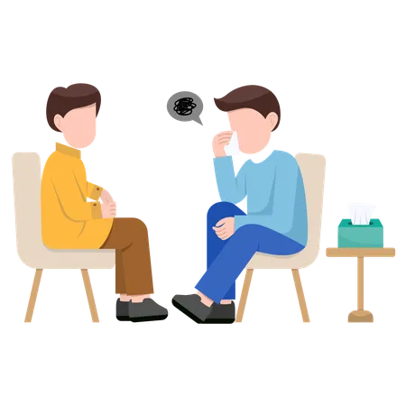 Psychologist discusses mental wellness therapy with patient  Illustration