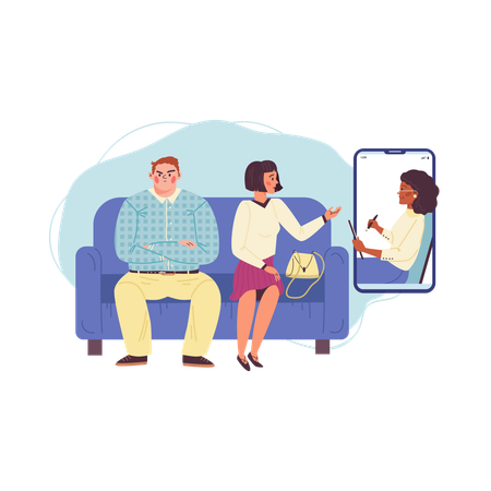 Psychologist giving online therapy session  Illustration