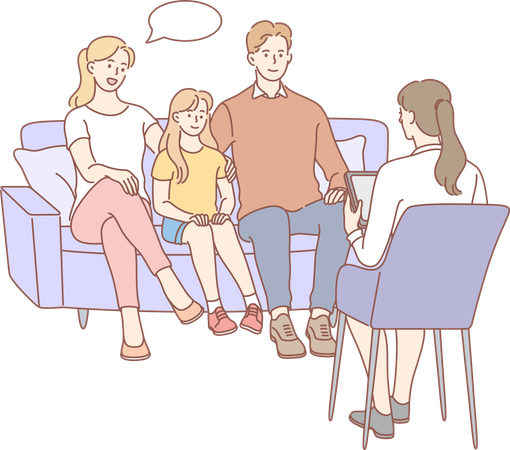 Psychology session for family  Illustration