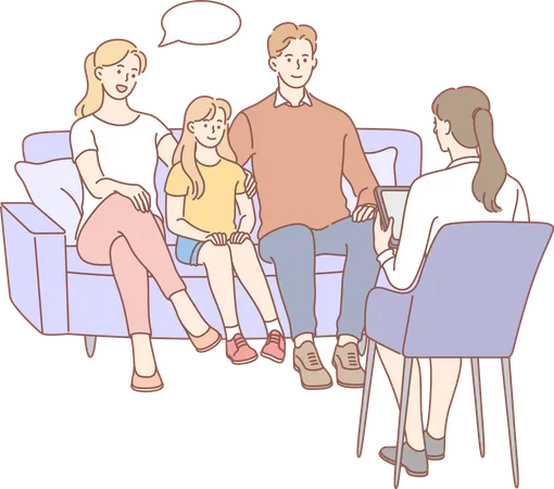 Psychology session for family  Illustration