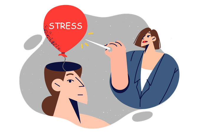 Psychotherapist helps patient get rid of stress,  Illustration