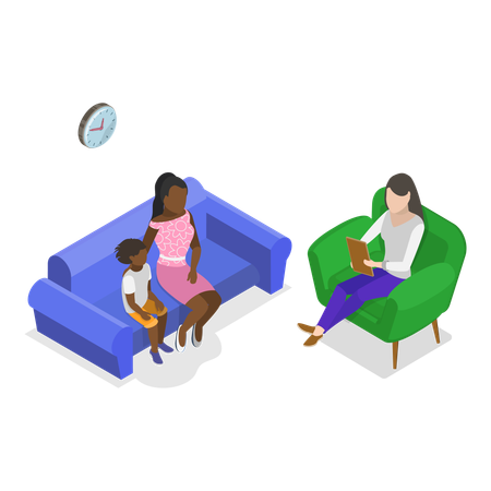 Psychotherapy Session Scenes  Illustration