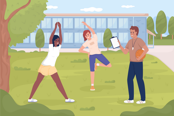 PT class outside of school  イラスト