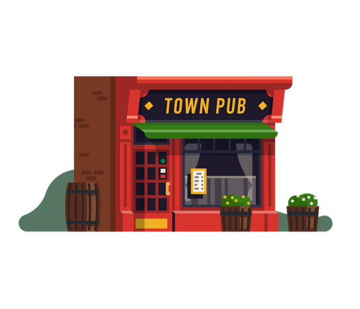 Pub ou restaurant de ville  Illustration