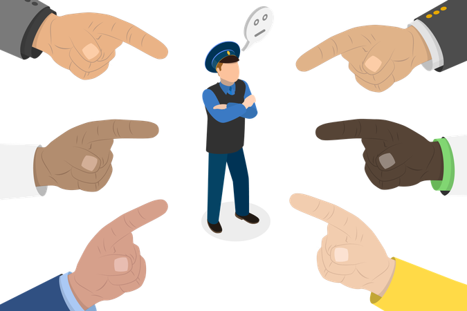 Public Blaming Policeman  Illustration