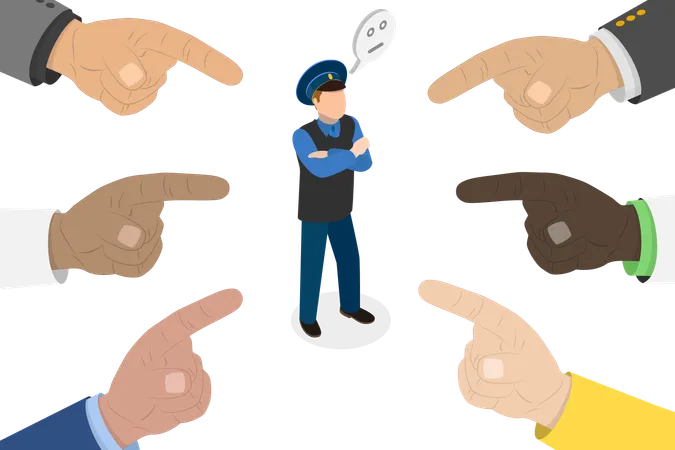 Public Blaming Policeman  Illustration