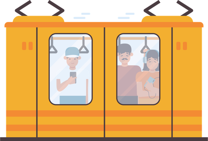 Public Conditions On Public Trains  일러스트레이션