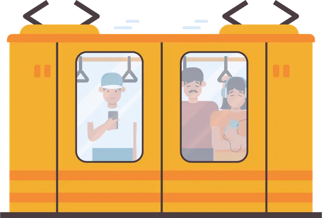 Illustration Conditions On Public Trains Designed To Increase The Use Of Public Transport This Artwork Is Ideal For Educational Materials Presentations Or Awareness Campaigns This Illustration Adds A Visual Dimension To The Public Transport Theme Illustration