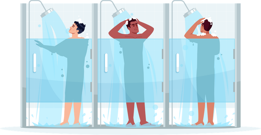 Public male shower  Illustration