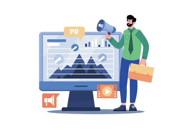 Public relations specialist developing a PR plan for a new product launch  Illustration
