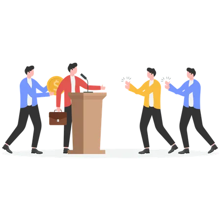 Public Speaker On Lectern In Front Of Audience  Illustration