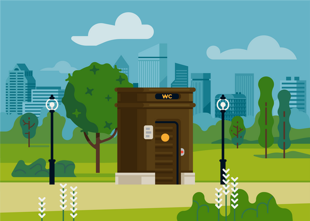 Public toilet in city park  Illustration