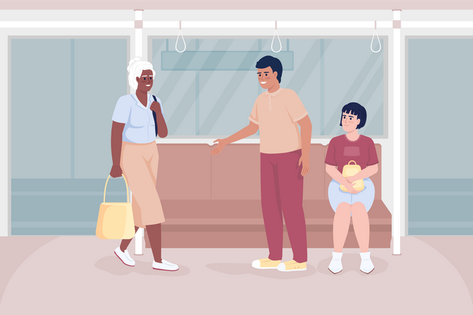 Public transit etiquette  Illustration