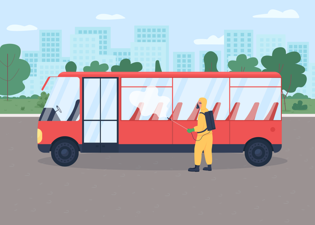 Public transport disinfection Illustration