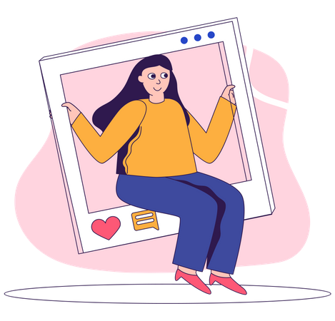 Publicación femenina en las redes sociales.  Ilustración