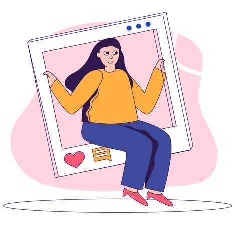 Publicación femenina en las redes sociales.  Ilustración