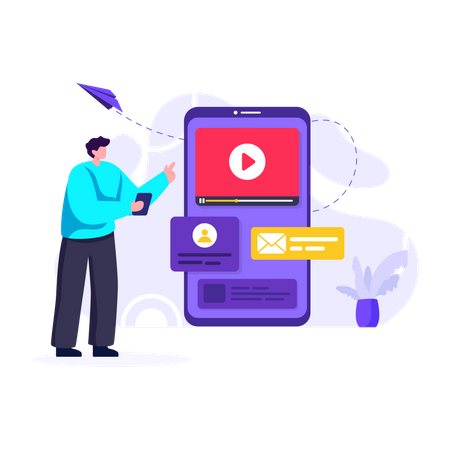 Publicidade em plataforma de compartilhamento de vídeo  Ilustração