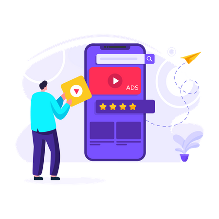 Publicidade on-line por meio de promoção de vídeo  Ilustração