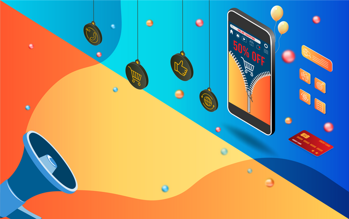 Publicité à prix réduit en ligne  Illustration