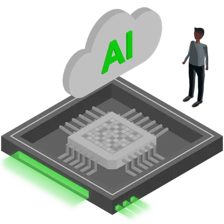 Puce de processeur cloud ai  Illustration