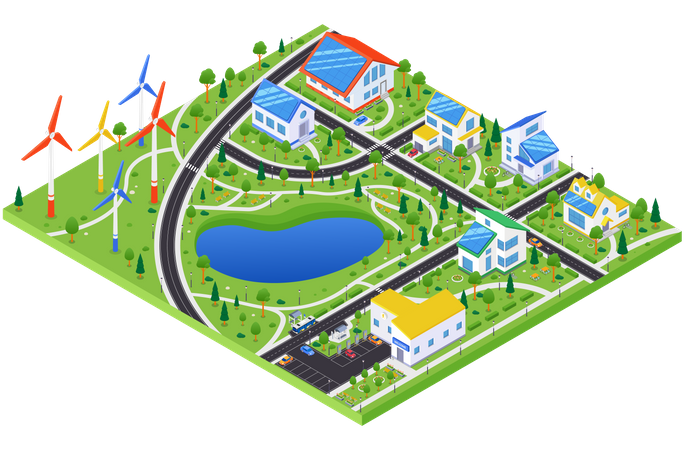 Pueblo ecológico  Ilustración