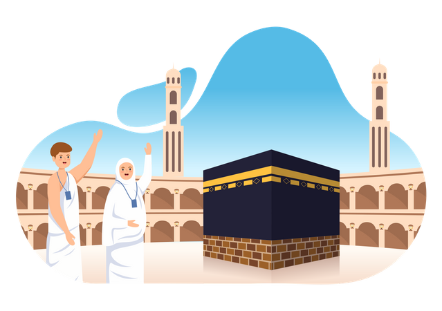 Pueblo islámico en el hajj  Ilustración