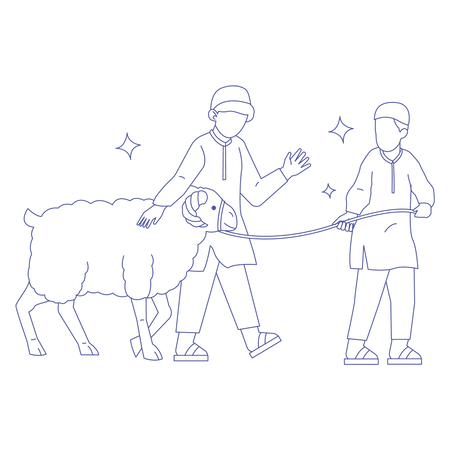 Pueblo musulmán con cabra  Ilustración