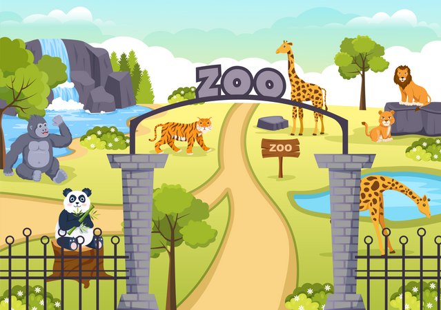 Puerta del zoológico  Ilustración
