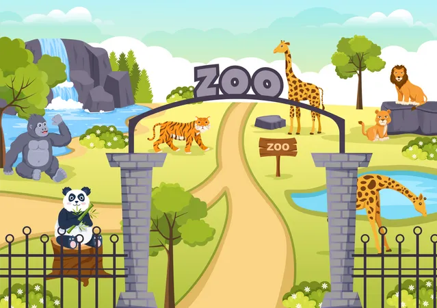 Puerta del zoológico  Ilustración