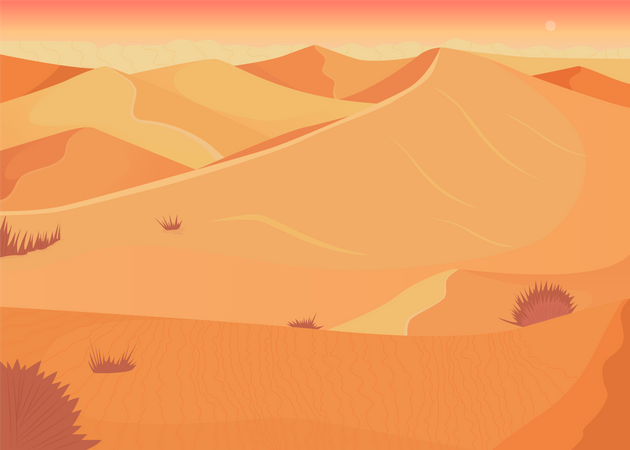 Puesta de sol en el desierto  Ilustración