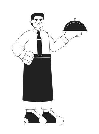 Puesto de camarero con bandeja  Ilustración