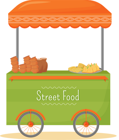 Puesto de comida callejera  Ilustración