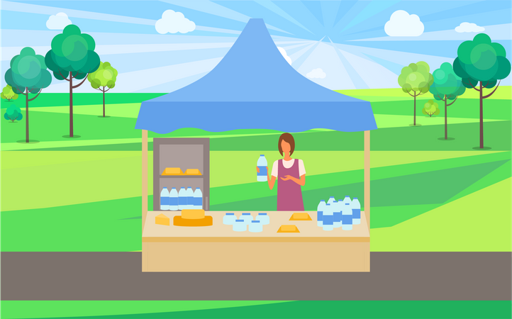 Puesto de comida de panadería  Ilustración