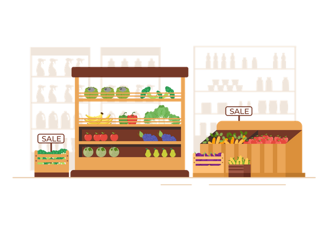 Puesto de comida  Ilustración