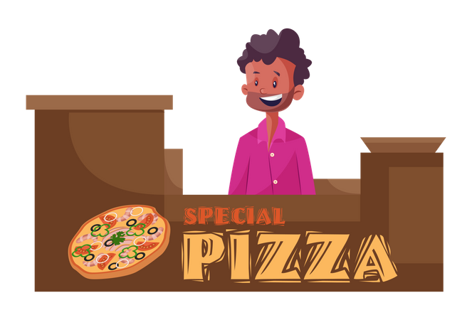 Puesto de pizza  Ilustración