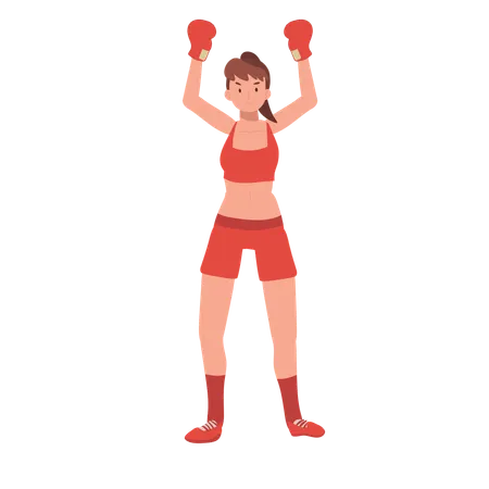 Poderosa boxeadora feminina na academia  Ilustração