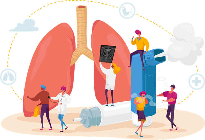 Pulmonologie und Asthma  Illustration