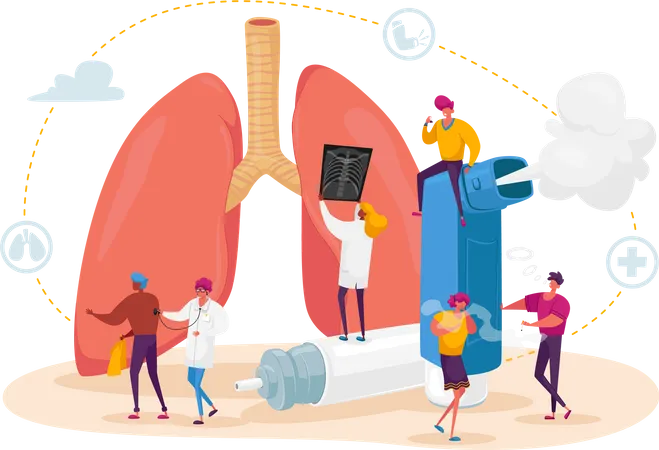 Pulmonologie und Asthma  Illustration