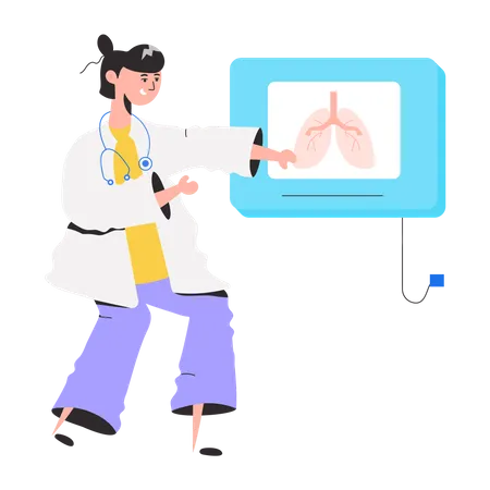 Pulmonologist Checking Human Lungs Flat Illustration Illustration