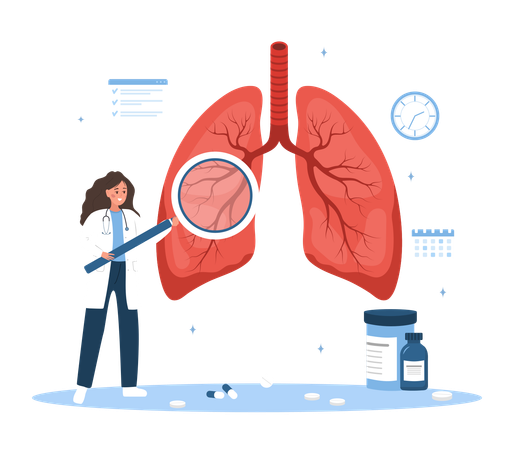 Pulmonologist Checking Lungs Health  Illustration