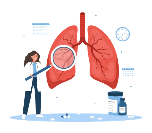 Pulmonologist Checking Lungs Health  Illustration