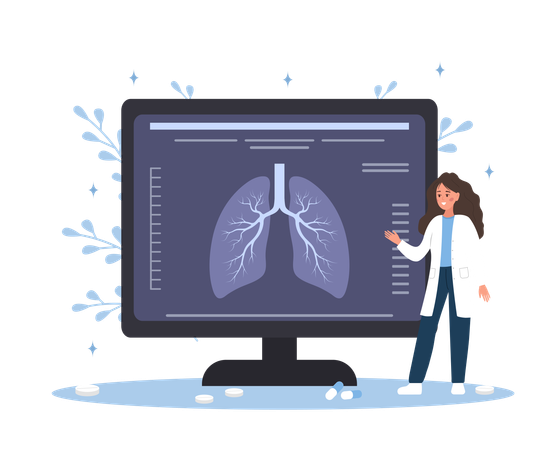 Pulmonologist Doing Medical Diagnostic  Illustration