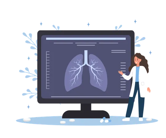 Pulmonologist Doing Medical Diagnostic  Illustration